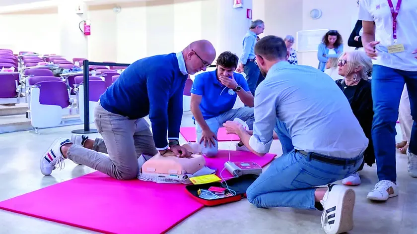 Rossano Galtarossa durante il corso di rianimazione cardiopolmonare