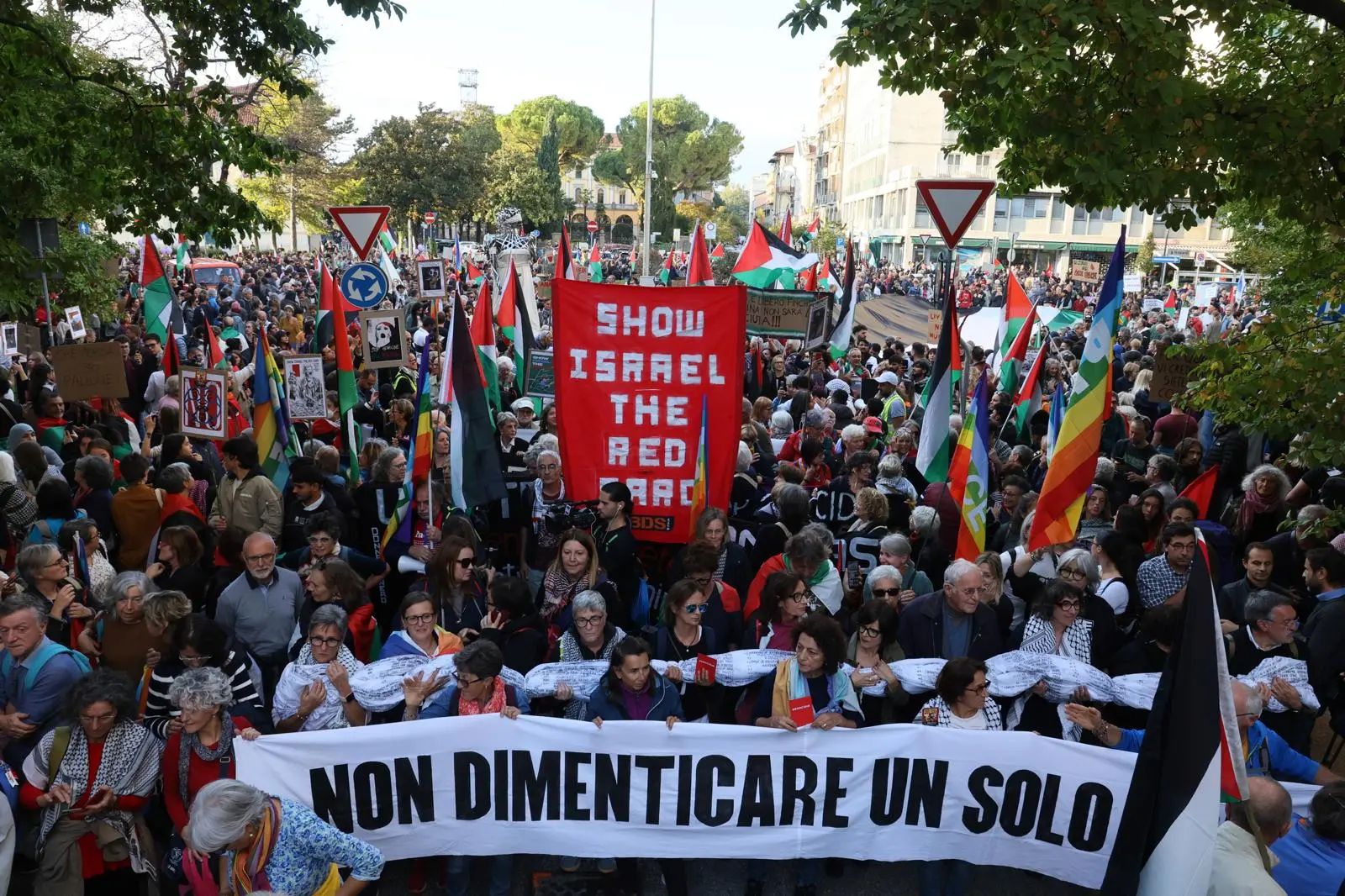 Migliaia di persone con la bandiera della Palestina che sventola e dà il via: parte da piazza della Repubblica il corteo ProPal. I manifestanti attraverseranno il centro di Udine per dirigersi in piazza Primo Maggio. "Free Palestine", "fermate il genocidio" tra i cori dei partecipanti all'evento