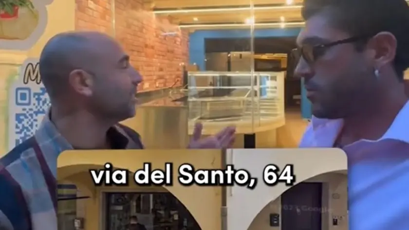 Donato De Caprio e Steven Basalari nel video su TikTok che annuncia l'apertura del punto vendita a Padova