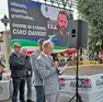 Fredile Bernardello durante il suo intervento alla Fiera di Arsego, nel Padovano