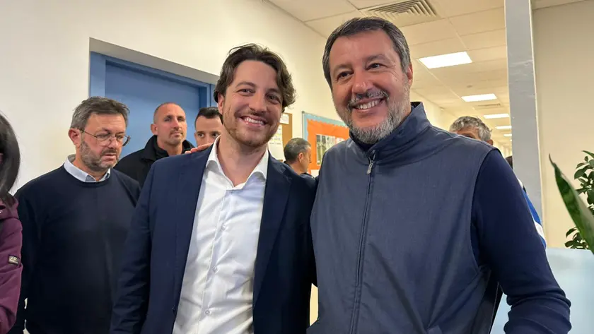Alberto Stefani con Matteo Salvini a Bagnoli di Sopra