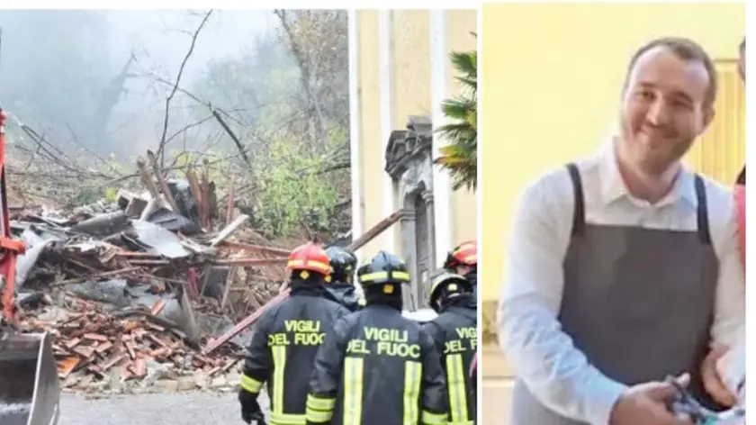 A destra Quirin Kuhnert, morto sotto la frana che ha colpito Cormons. A sinistra i soccorsi