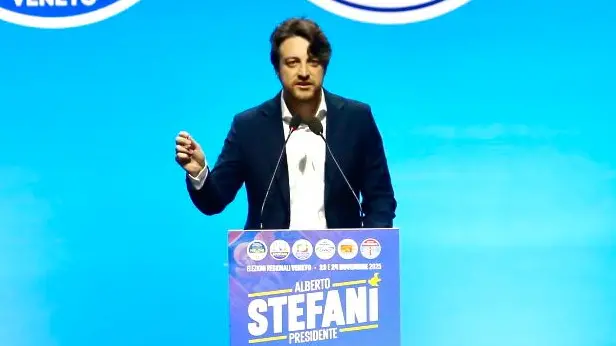 Alberto Stefani durante l'evento. Foto Agenzia Bianchi
