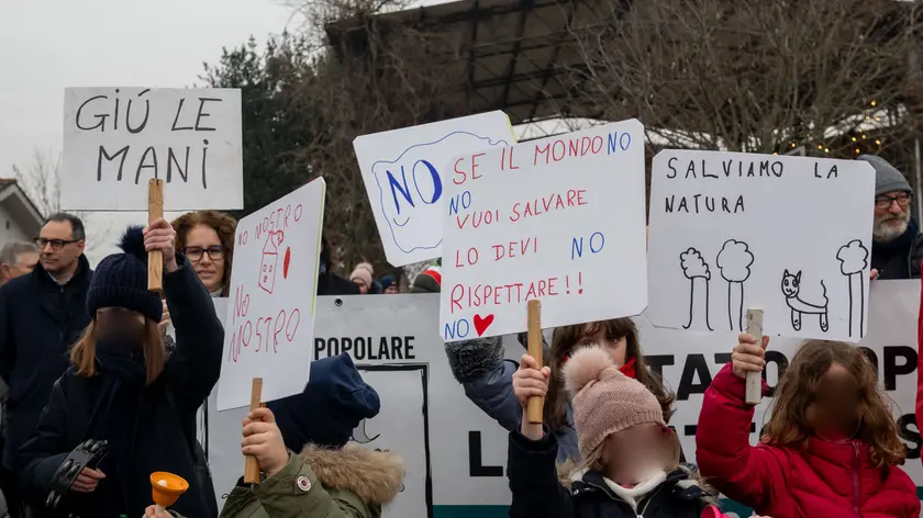 Una manifestazione contro l'impianto a Vescovana