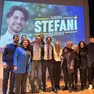 Alberto Stefani eletto presidente della Regione Veneto con la sua squadra sul palco del teatro di Borgoricco