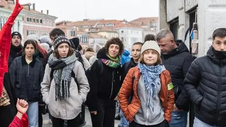 Greta Thunberg durante la manifestazione