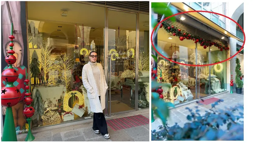 La vetrina derubata degli addobbi natalizi a Padova in via San Fermo