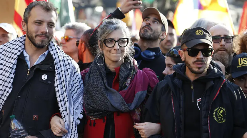 Albanese durante una manifestazione propal a Roma