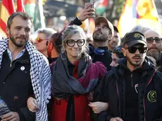 Albanese durante una manifestazione propal a Roma