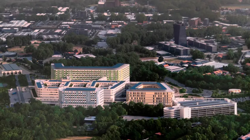 Un rendering di come diventerà l’ospedale di Padova Est