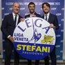Da sinistra, Luca Zaia, Andrea Tomaello e il presidente Alberto Stefani