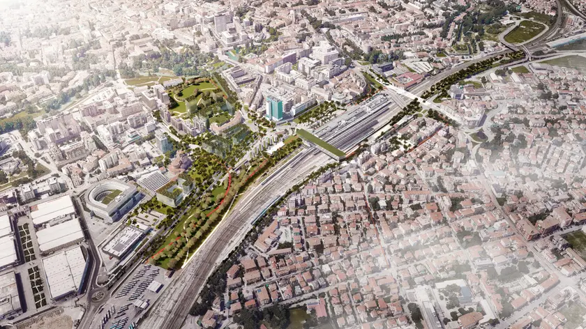 Un dettaglio del progetto di Stefano Boeri per la nuova stazione