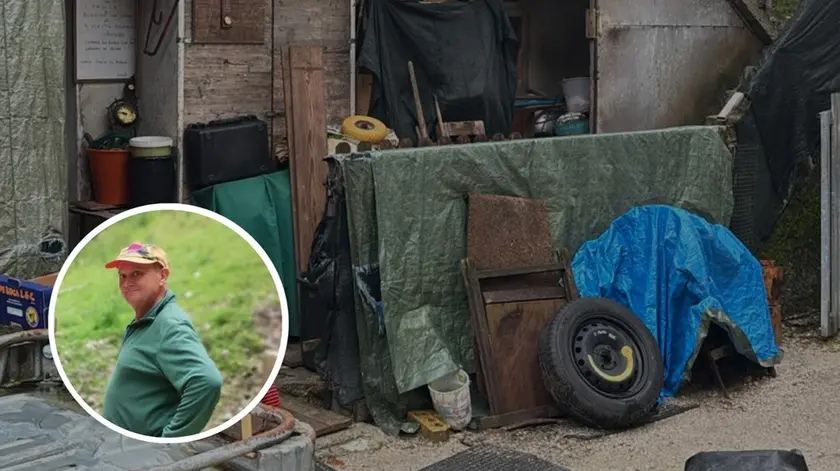 L'abitazione in località Tigo e, nel tondo, Flavio Micelli