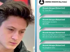 Sergiu Tarna e, a destra, le chat inviate da Salvagno