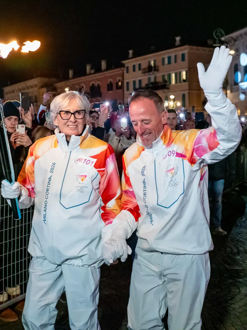 Sara Simeoni e Fulvio Valbusa tedofori domenica a Verona