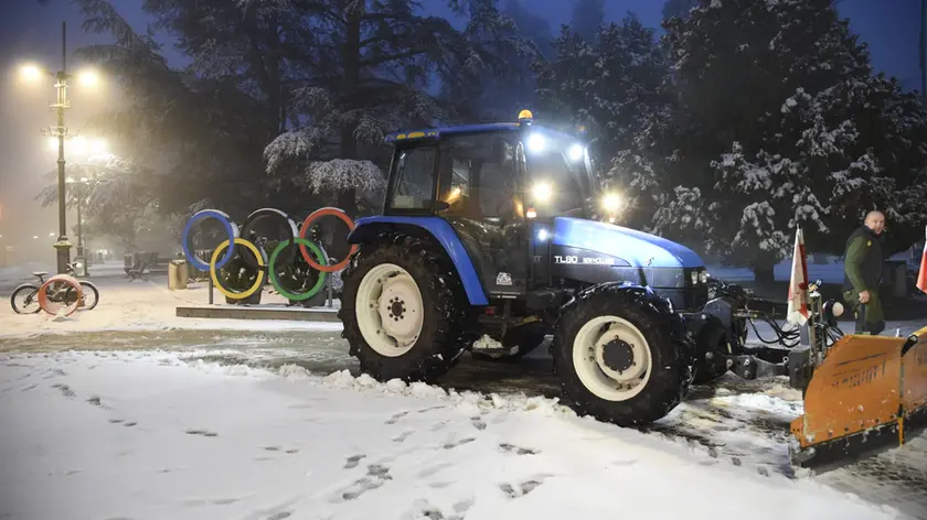 Neve in piazza dei Martiri a Belluno