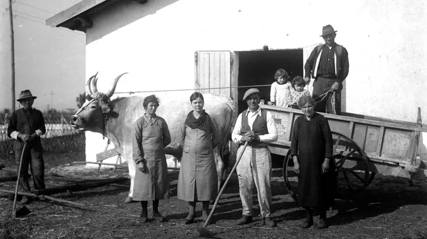 Una famiglia veneta emigrata vicino alla futura Latina (foto Consorzio di bonifica dell’Agro Pontino)