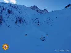 Un'immagine della valanga a Casera Razzo