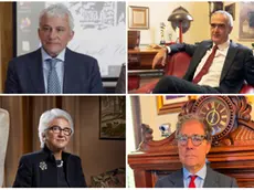 Cariparo, i quattro candidati alla successione di Gilberto Muraro, da sinistra in senso orario: Cesaro Dosi, Gilberto Muraro, Andrea Rinaldo e Giustina Destro