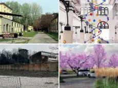 In alto, da sinistra l'ex Macello di via Cornaro e il progetto "Children Museum". In basso, da sinistra, la realizzazione del "Parco delle Mura" e l'Ex Caserma Prandina