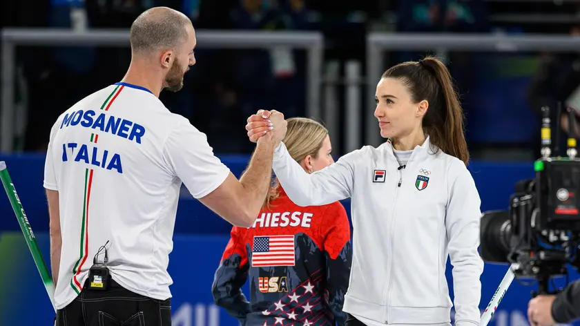 Stefania Constantini e Amos Mosaner durante il match di questa mattina contro gli Usa