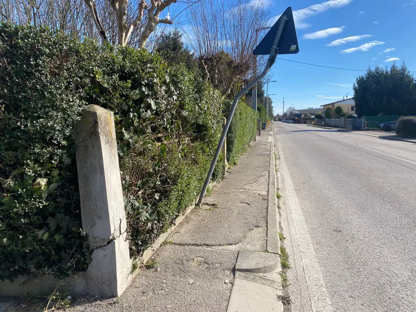 Il luogo dello schianto in via Venezia a Marsango di Campo San Martino