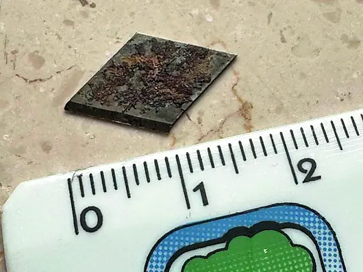 Il pezzo di lametta trovato l’anno scorso in mensa da un’alunna nel pane.