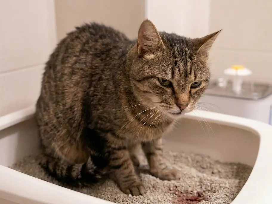 Un gatto sulla lettiera