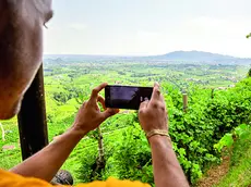 Un turista sulle colline del Conegliano Valdobbiadene