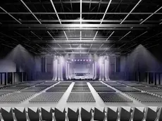 Un rendering della sala da concerti presentata da Zed Live per la Fiera a Padova