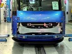 Un tram in produzione negli stabilimenti di Alstom in Alsazia