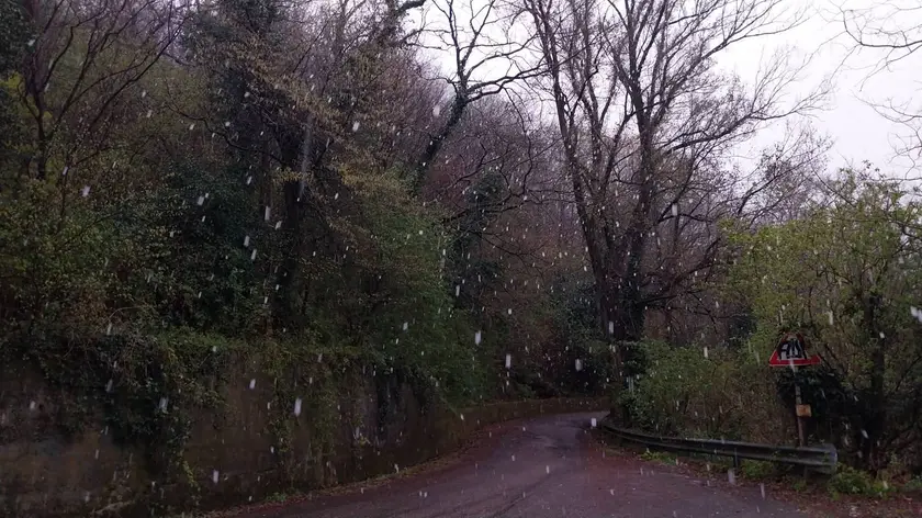 Neve sul monte Venda nelle immagini scattate all'alba di giovedì 26 marzo dall'esperto meteo Luca Tecchiato