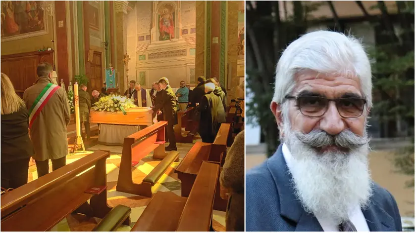 L'ex sindaco di Teolo Federico Dianin e un momento della cerimonia funebre