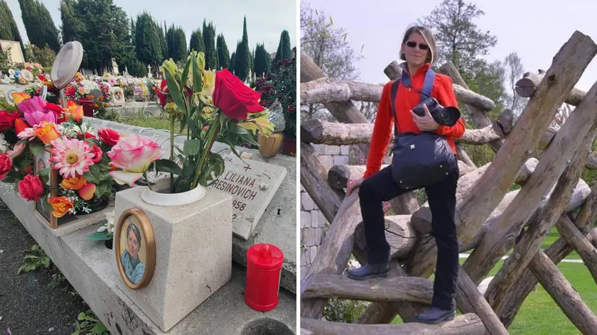 A sinistra il loculo dove riposavano i resti (foto Lasorte), a destra Liliana Resinovich