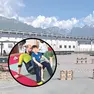 Nella foto grande l’area del piazzale della De March meccanica posta sotto sequestro. Nel tondo, Papà Gabriele De March con il piccolo Lucas