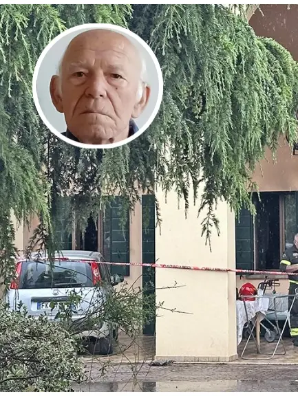 L'abitazione della tragedia e nel tondo la vittima Francesco Martin (foto Agenzia Piran)