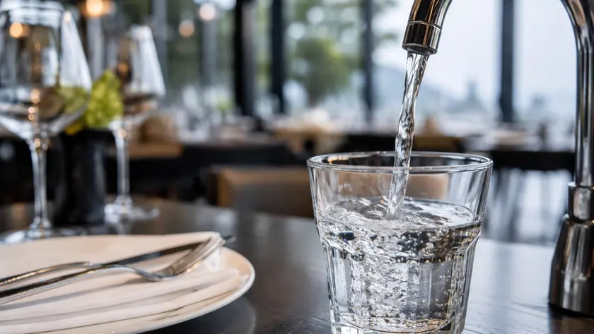 Acqua di rubinetto servita al ristorante