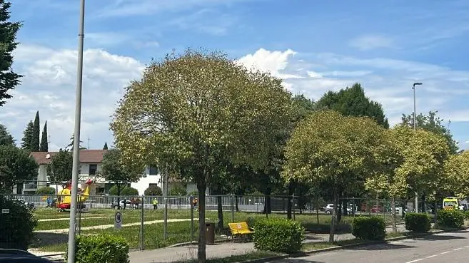 L'elisoccorso atterrato a Motta di Livenza