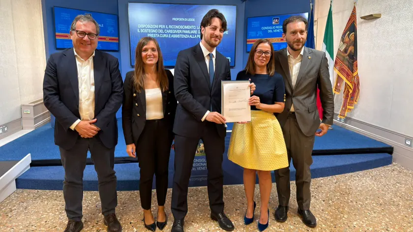 Da sinistra Giovanni Manildo, Paola Roma, Alberto Stefani, Chiara Luisetto, Riccardo Barbisan