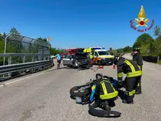 I soccorritori sul luogo dell'incidente alle Montegge, tra Feltre e Seren del Grappa