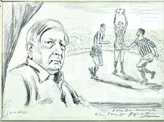 Il disegno di de Chirico per Nereo Rocco (foto Andrea Lasorte)