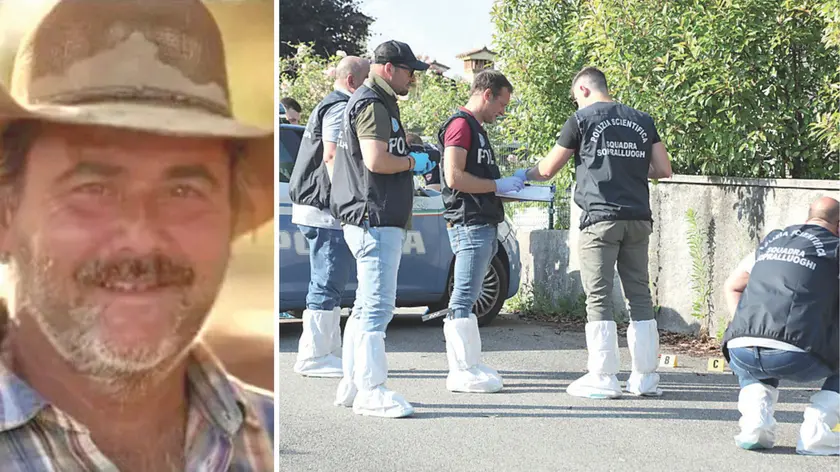 La vittima, Marius Adrian Dorobantu, 59 anni, e gli uomini della polizia scientifica a Porcia