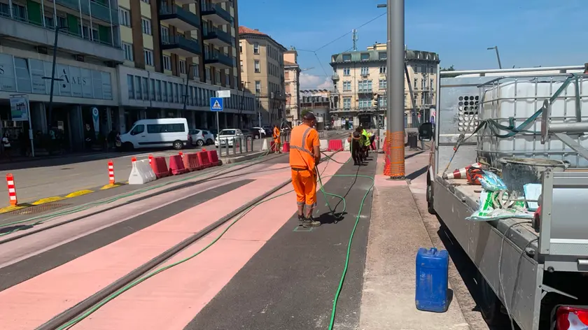 I lavori in piazzale Stazione a Padova