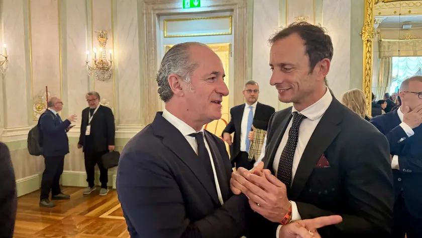 Zaia e Fedriga nel maggio 2025 al Festival delle Regioni e delle Province autonome (Foto dal profilo Fb di Fedriga)