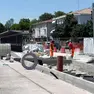 Operai al lavoro nei cantieri del tram