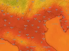 Le temperature previste nel weekend (Windy)