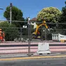 Operai al lavoro nei cantieri del tram