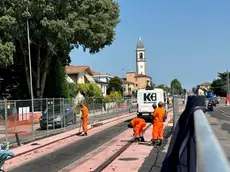 Il cantiere del tram in via Chiesanuova