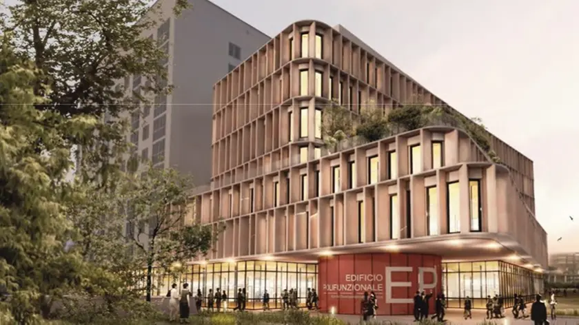 Il rendering dell'edificio polifunzionale: il progetto è fermo