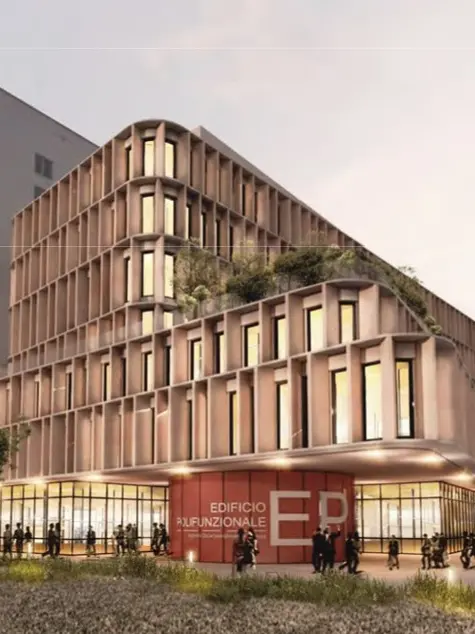 Il rendering dell'edificio polifunzionale: il progetto è fermo